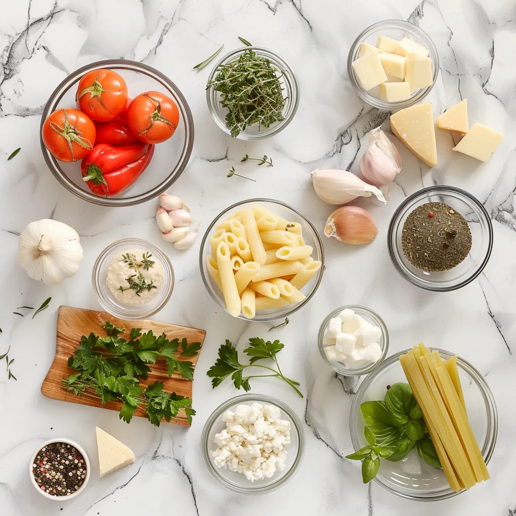 Creamy Chicken Garlic Parmesan Pasta Fresh ingredients