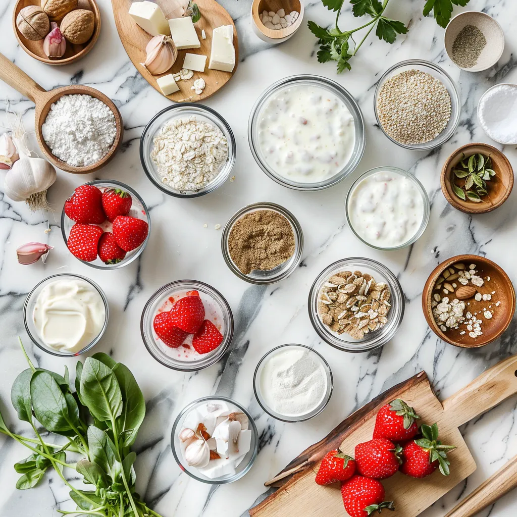 Delectable Strawberry Yogurt Overnight Oats ingredients