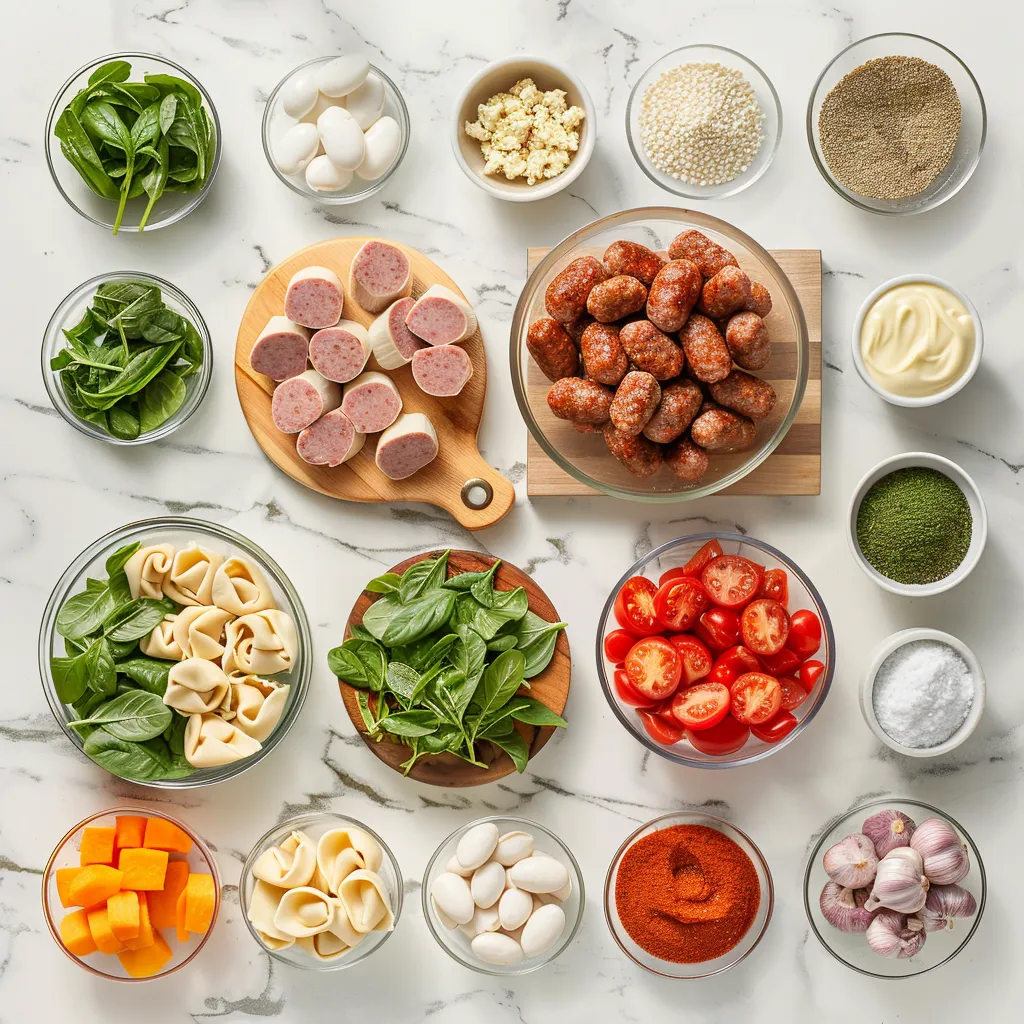 Fresh Crockpot Sausage Tortellini Soup ingredients