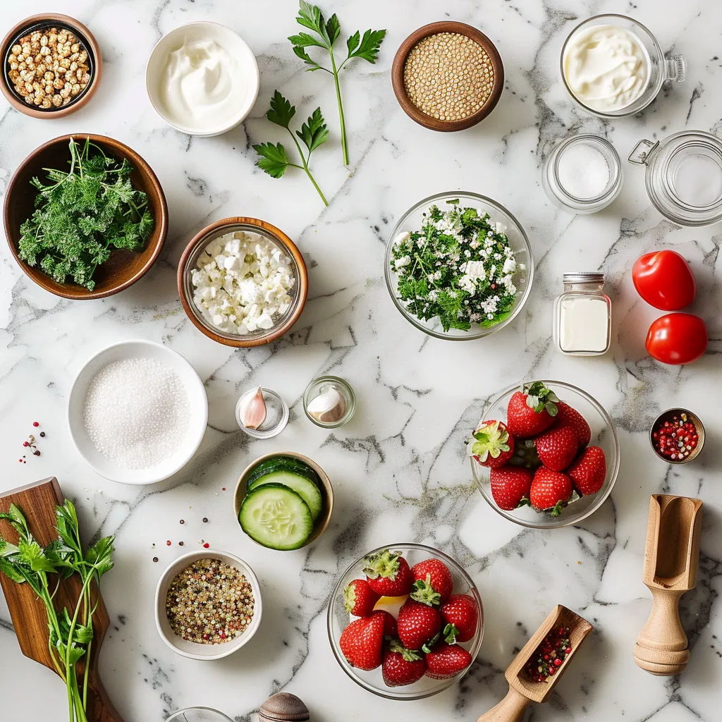 Fresh Strawberry Quinoa Salad with Feta ingredients