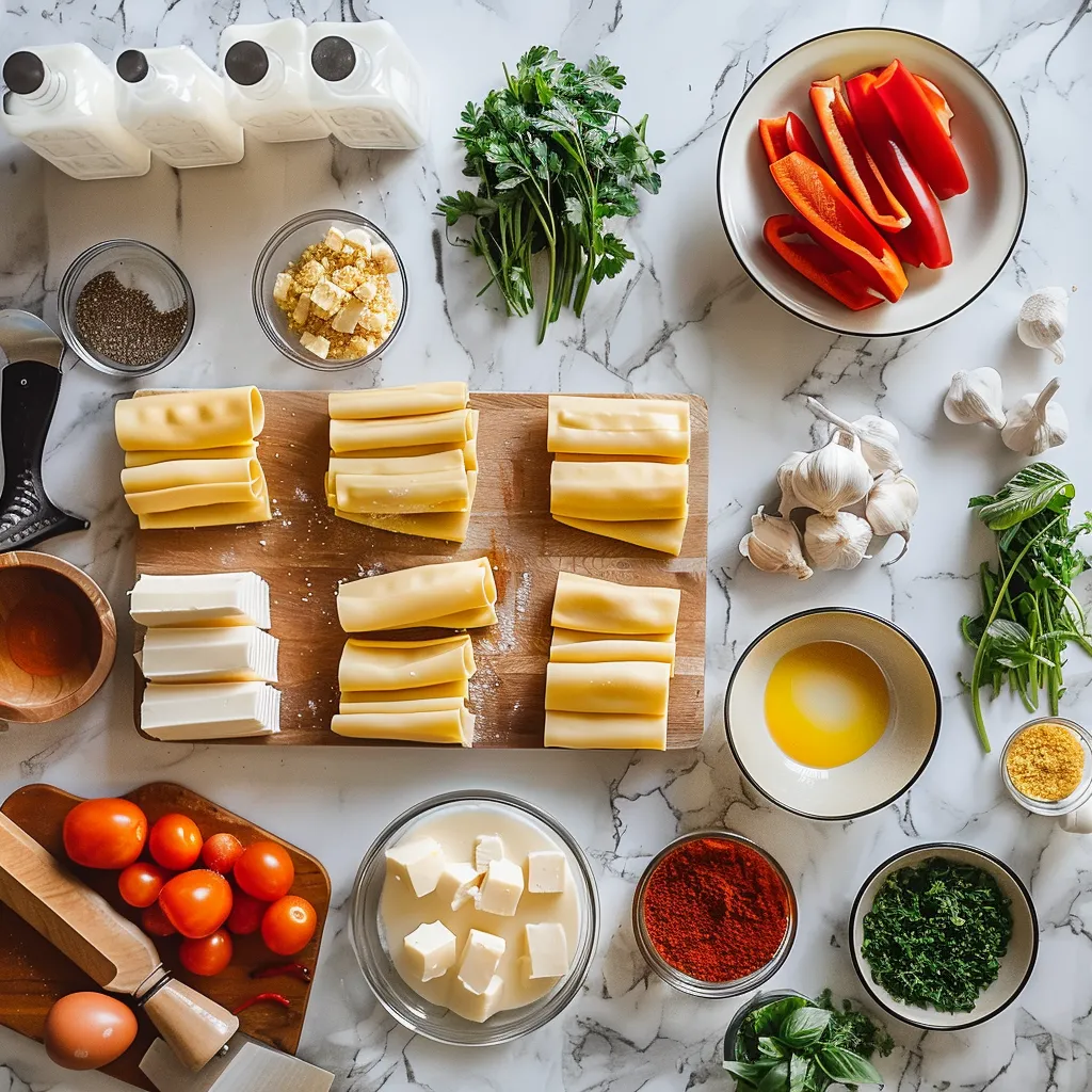 Golden Manicotti Recipe: A Festive Family Feast ingredients