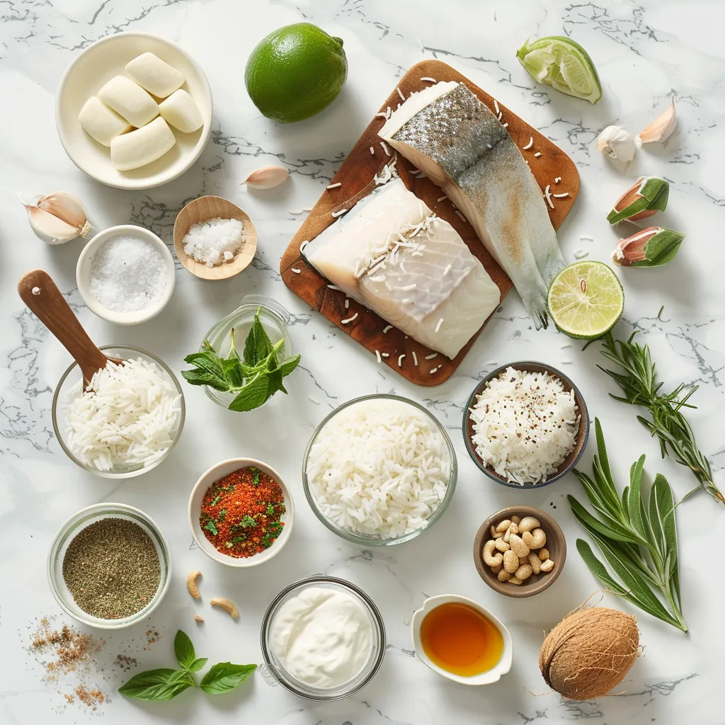 Irresistible Coconut Lime Fish with Rice – A Tropical Escape on Your Plate ingredients