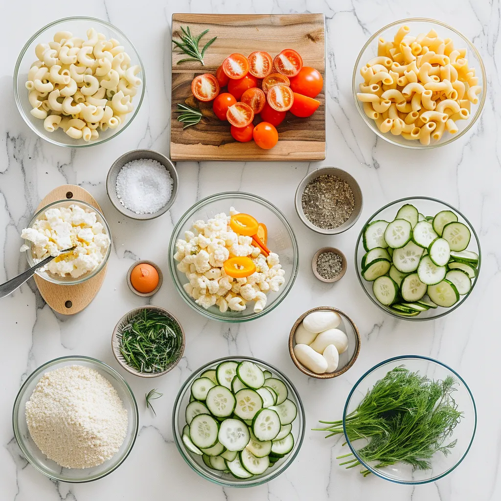 Irresistible Cold Macaroni Salad ingredients