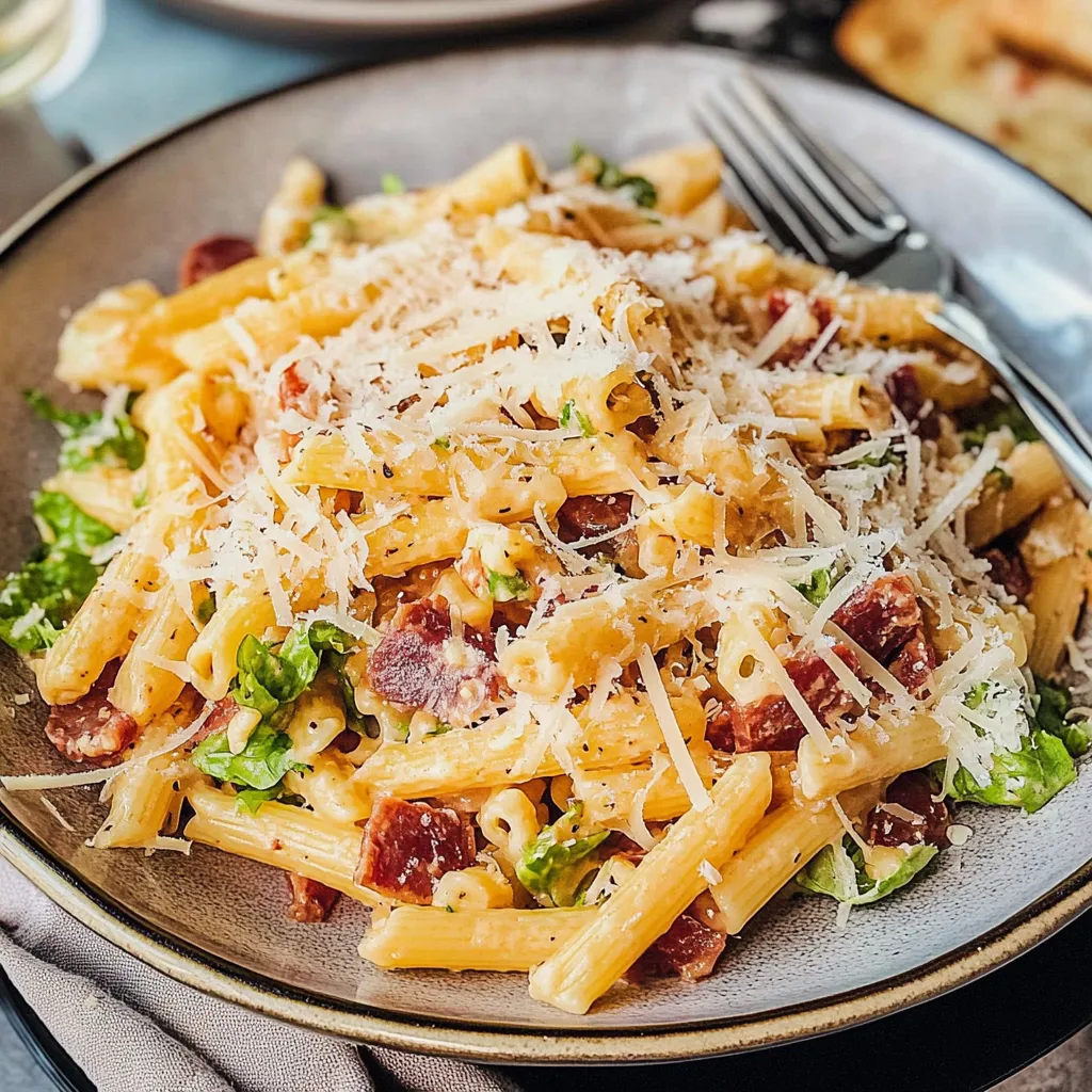 Italian Pasta Salad with Salami and Mozzarella Tasty