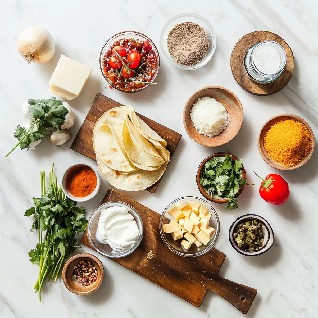 Oven-Baked Cheesy Tacos Fresh ingredients