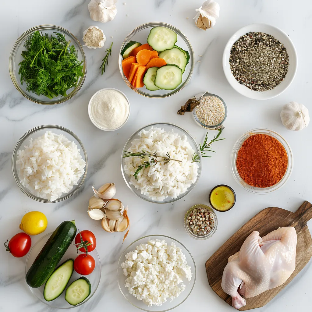 Rich Instant Pot Greek Chicken and Rice ingredients