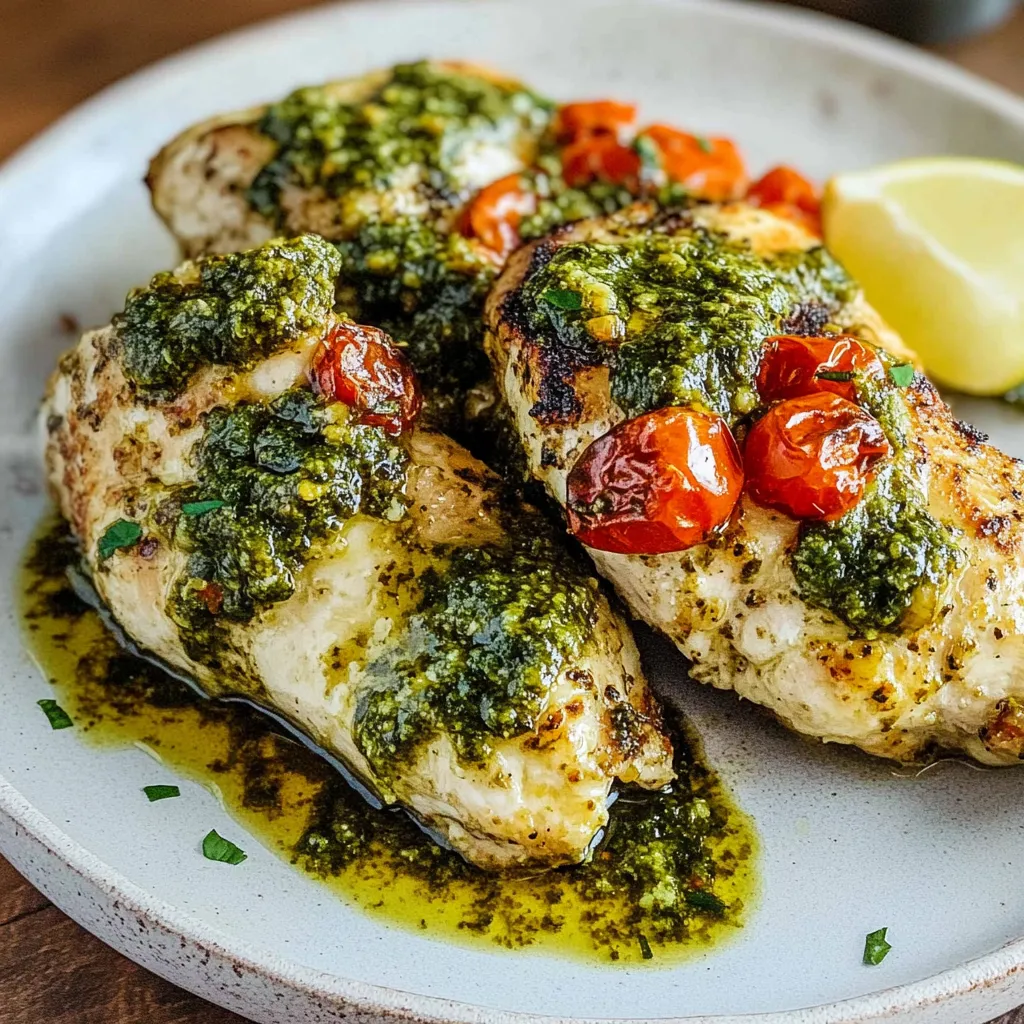 Simple Baked Pesto Chicken Crispy