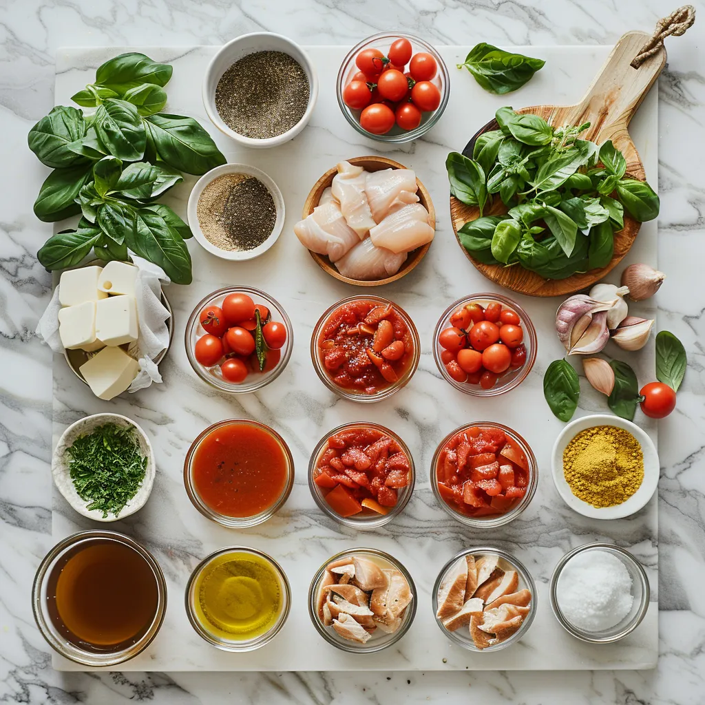 Tomato Basil Chicken Stew Golden ingredients