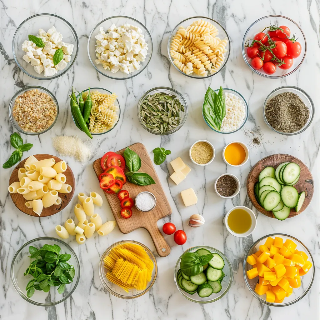 Vegetarian Italian Pasta Salad ingredients
