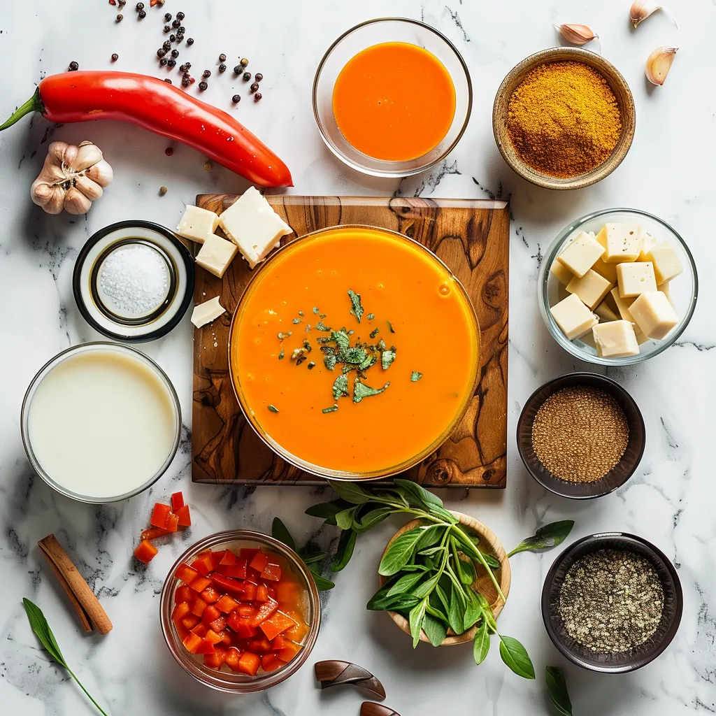 Amazing Roasted Red Pepper Gouda Soup That’ll Warm Your Soul Golden ingredients