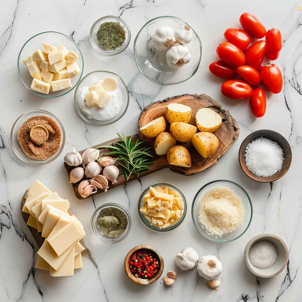 Savory Air Fryer Baked Garlic Parmesan Potatoes ingredients