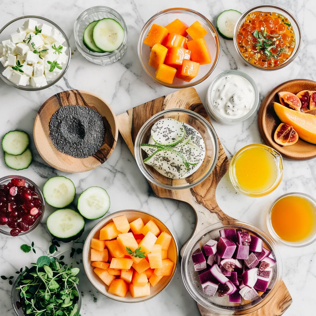 Winter Fruit Salad with Honey Lime Poppy Seed Dressing Aromatic ingredients
