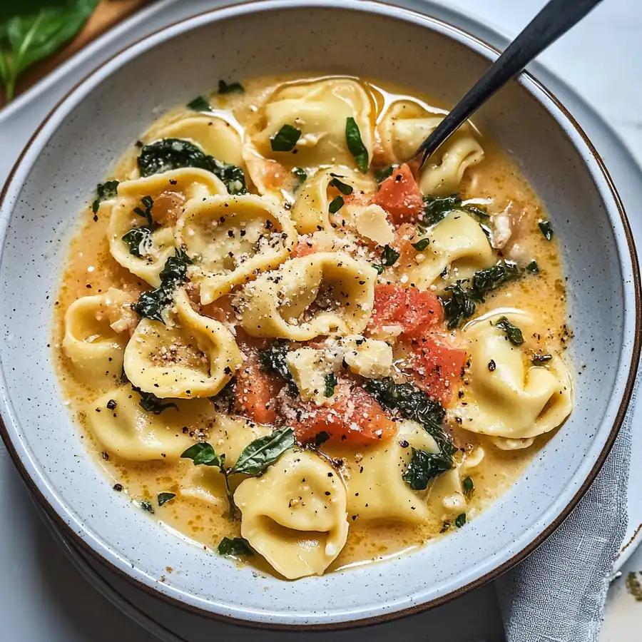 Viral Creamy Tuscan Garlic Tortellini Soup Delight Recipe — Crispy, Juicy