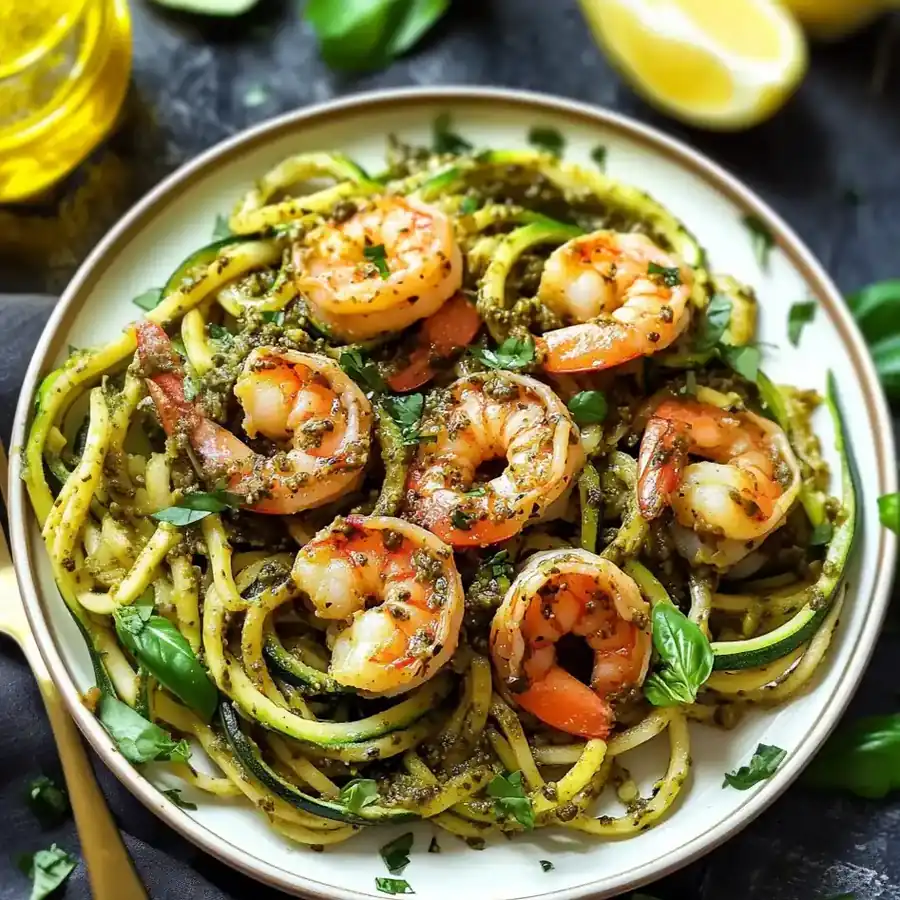 Do Not Miss This Zucchini Noodles with Pesto & Shrimp –