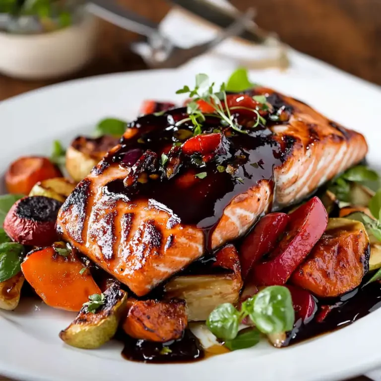 Creamy Balsamic Glazed Salmon with Roasted Vegetables — Best Comfort Food