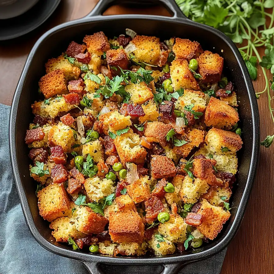 Low-Carb Irresistible Cornbread Stuffing with Bacon: A Cozy Thanksgiving Delight Recipe