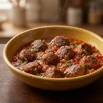 Crockpot Meatballs Recipe With Tomato Basil Blanket | Easy Slow Cooker Appetizer