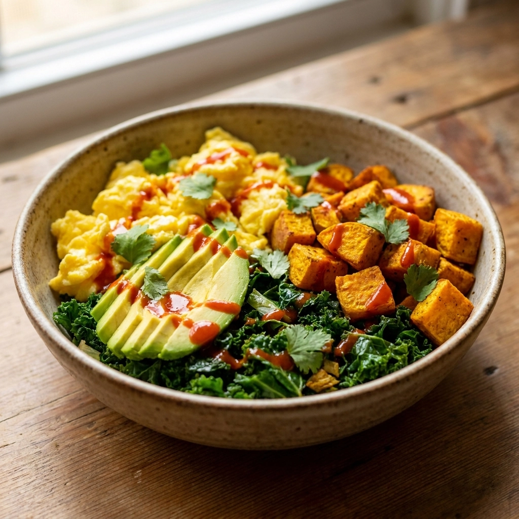 Breakfast Bowl Recipe With Turmeric Sweet Potato Cubes | Healthy Savory Breakfast