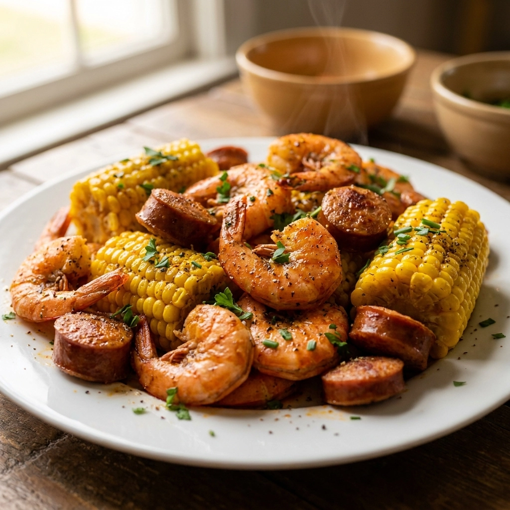 Shrimp Boil Recipe With Cajun-Red Butter And Corn Gold | Easy Seafood Boil Dinner
