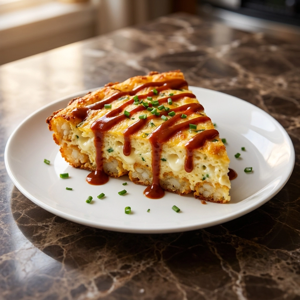 Cheesy Tater Tot Breakfast Casserole With Smoky Red Pepper Swirl | Easy Brunch Idea