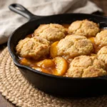 Cozy Peach Cobbler Skillet Recipe Easy Homemade Fluffy Biscuit Topping | Summer Dessert