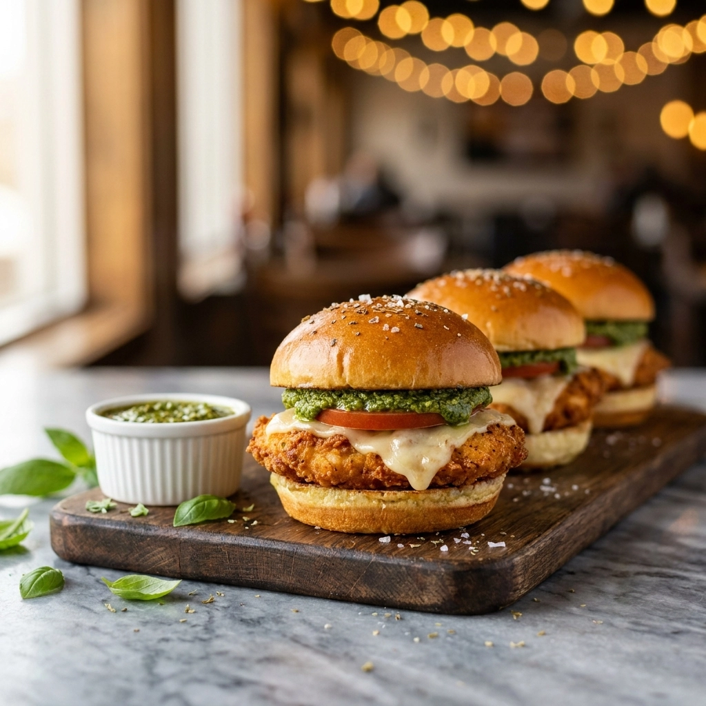 Healthy Air Fryer Chicken Pesto Sliders Perfectly Crispy and Easy | Quick Game Day