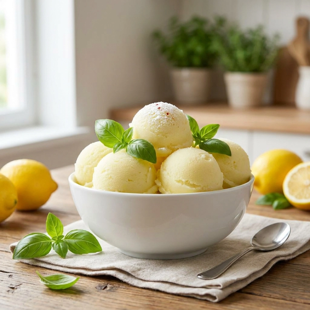 Cool Down with This Zesty Lemon Basil Sorbet
