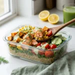 Roasted Salmon and Sweet Potato Salad with Maple-Dijon Vinaigrette | Healthy Dinner Idea