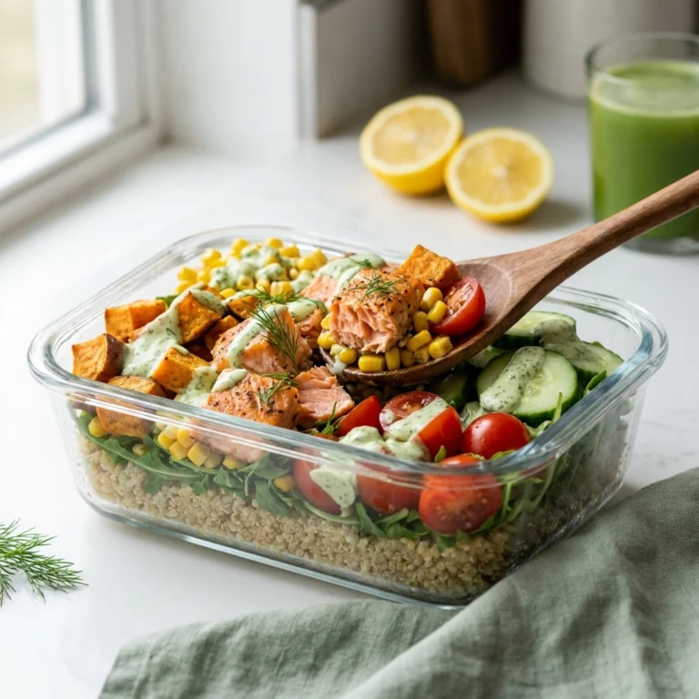 Roasted Salmon and Sweet Potato Salad with Maple-Dijon Vinaigrette | Healthy Dinner Idea