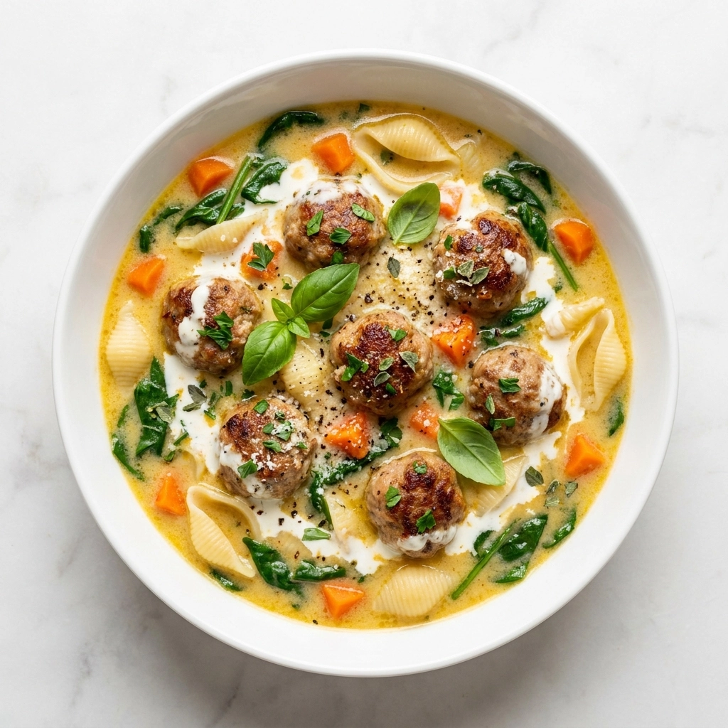 Hearty and Creamy Italian Meatball Soup Recipe | Easy Comfort Food Dinner