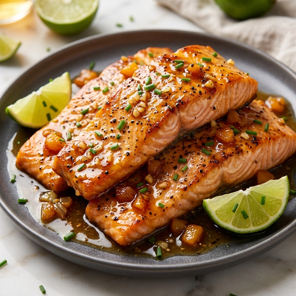 Bourbon Peach Roasted Salmon: A Sweet and Savory Masterpiece | Easy Salmon Dinner