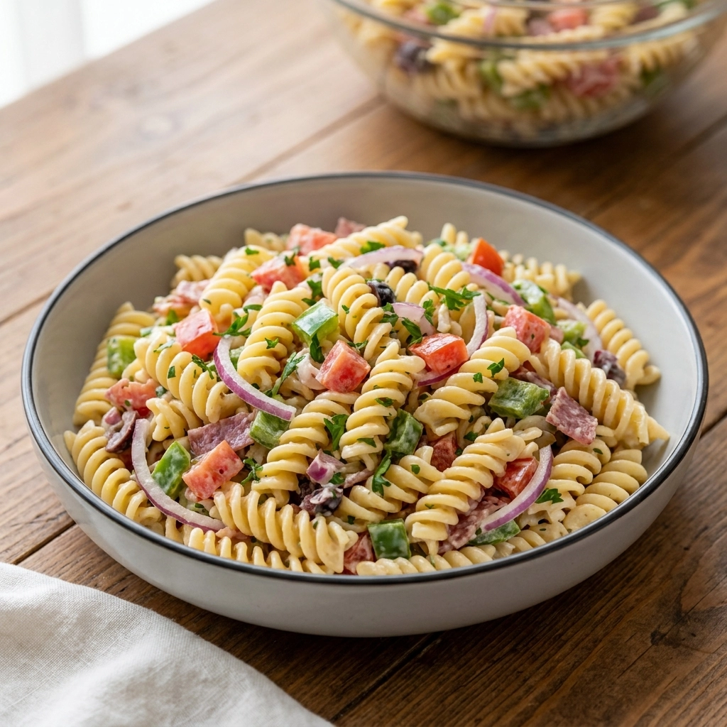 Zesty Italian Grinder Pasta Salad: The Ultimate Crowd-Pleaser | Easy Summer Pasta Salad