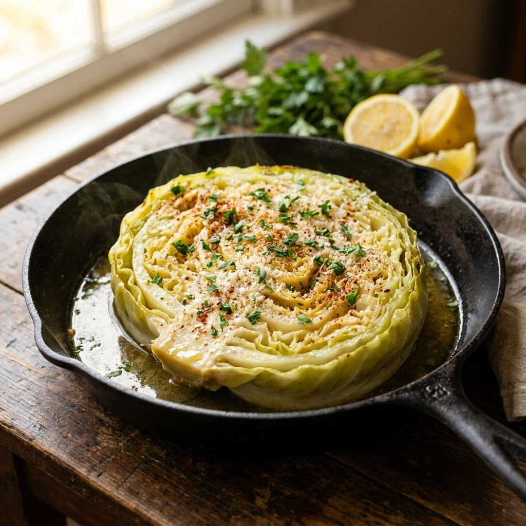Slow Cooker Garlic Parmesan Whole Cabbage with Lemon Butter Recipe | Easy Cabbage Side
