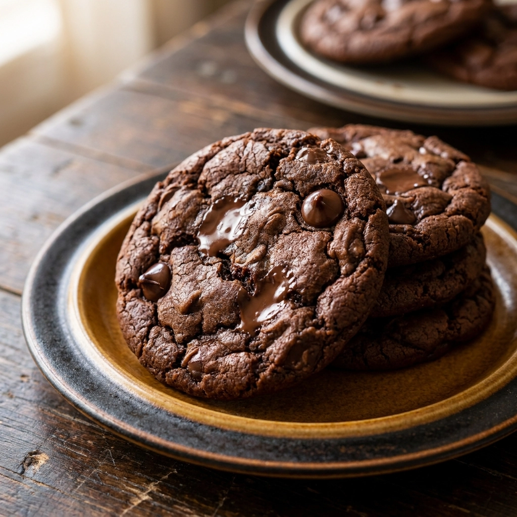 Ultra-Fudgy Double Chocolate Chip Cookies | Best Chewy Chocolate Cookies Recipe