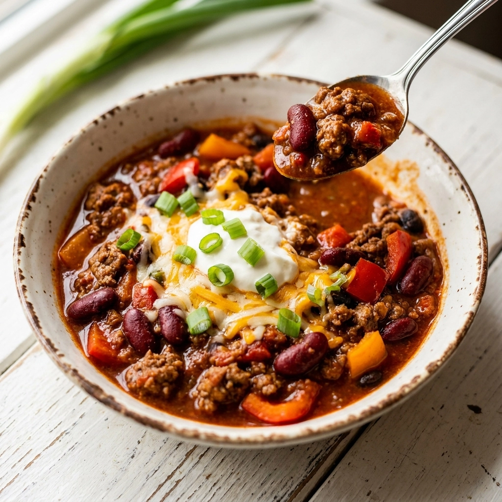 Hearty Slow Cooker Beef Chili with Rich Smoky Flavor | Easy Crockpot Chili