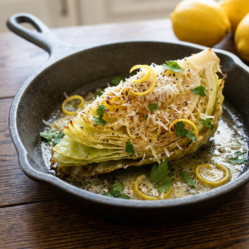 Slow Cooker Garlic Parmesan Whole Cabbage with Lemon Butter Recipe | Easy Cabbage Side