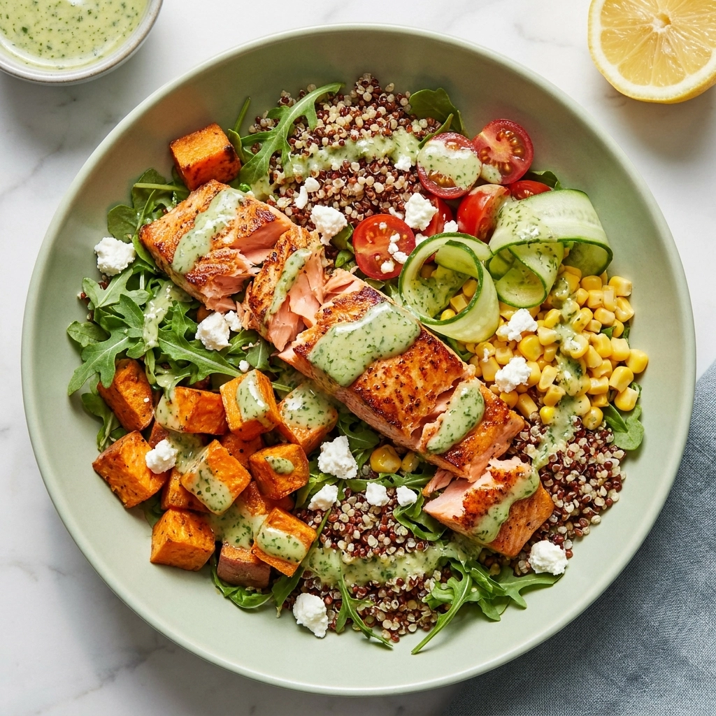 Roasted Salmon and Sweet Potato Salad with Maple-Dijon Vinaigrette | Healthy Dinner Idea