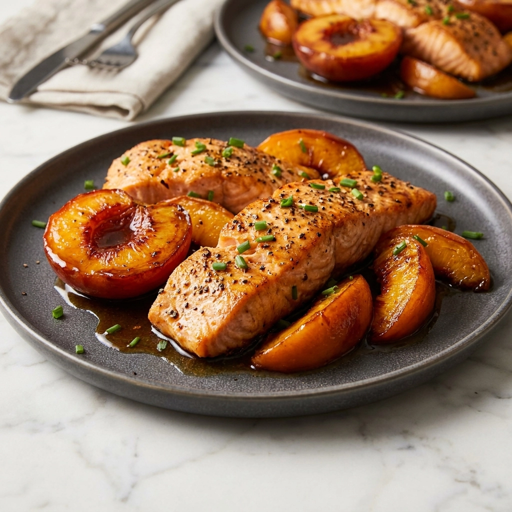 Bourbon Peach Roasted Salmon: A Sweet and Savory Masterpiece | Easy Salmon Dinner