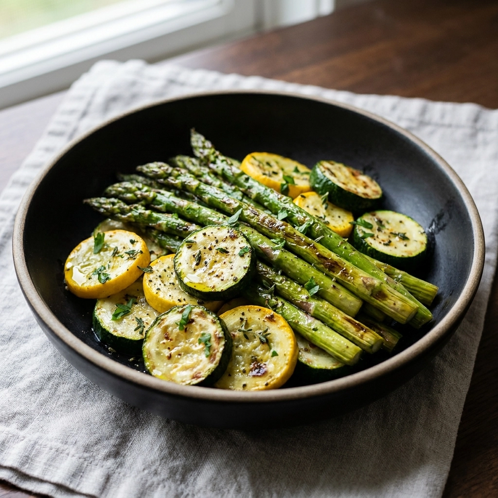 Zesty Garden Feast: Flavorful Asparagus with Zucchini and Squash | Healthy Veggie Side Dish