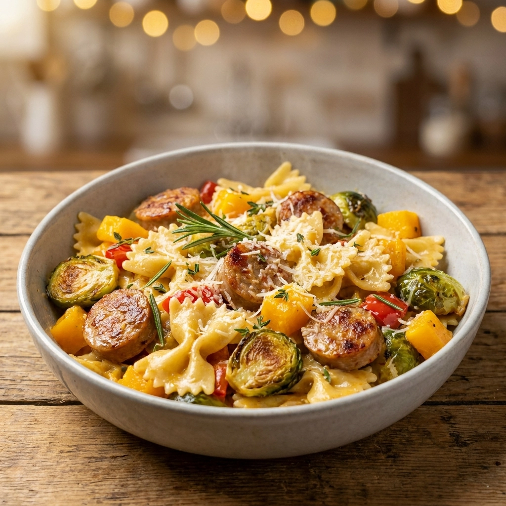 Healthy Sausage Pasta Squash Bake – Easy Cozy Fall Dinner Recipe | Autumn Pasta Bake