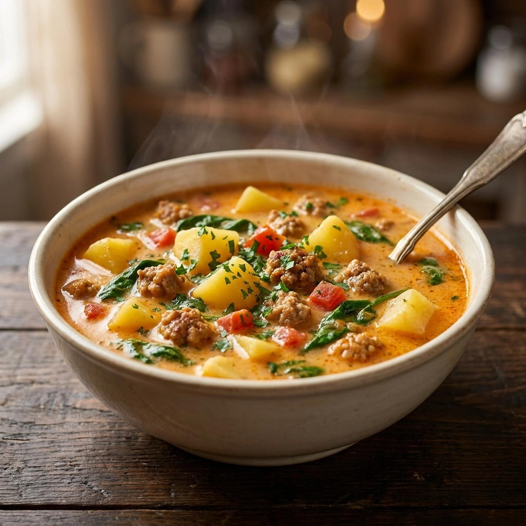 Hearty Italian Sausage Potato Soup | Easy Creamy Comfort Food Recipe