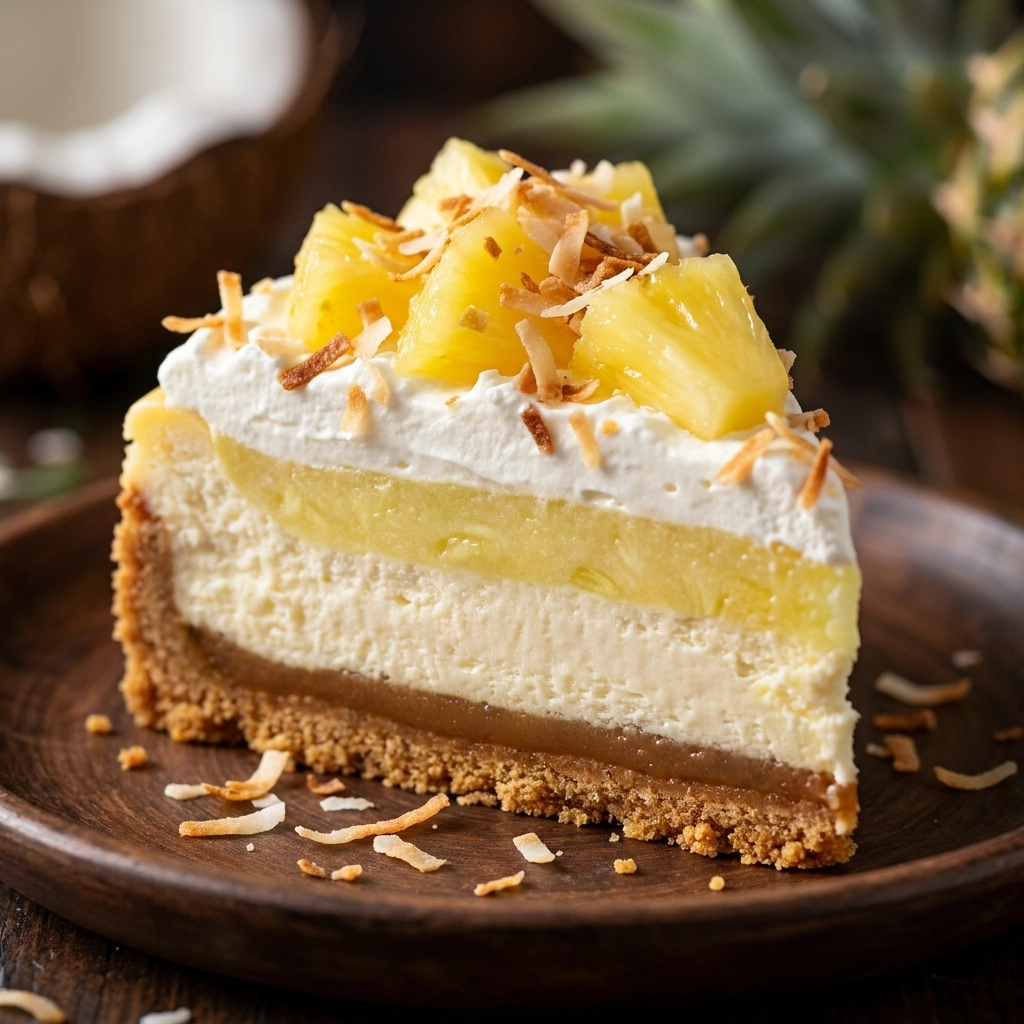 Sun-Drenched Coconut Pineapple Cheesecake: A Tropical Escape | Summer Dessert Idea