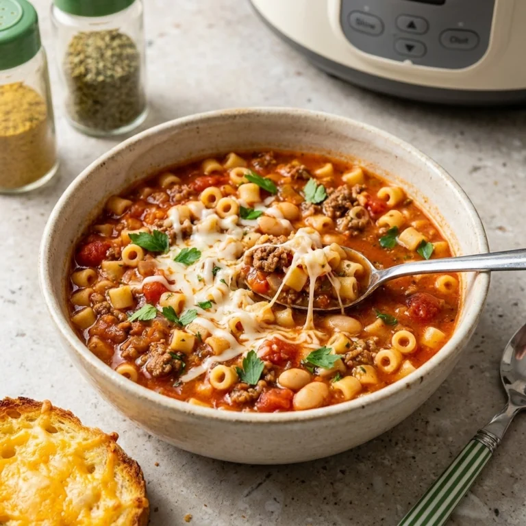 Slow Cooker Pasta e Fagioli Soup | Easy Crockpot Italian Bean Soup Recipe
