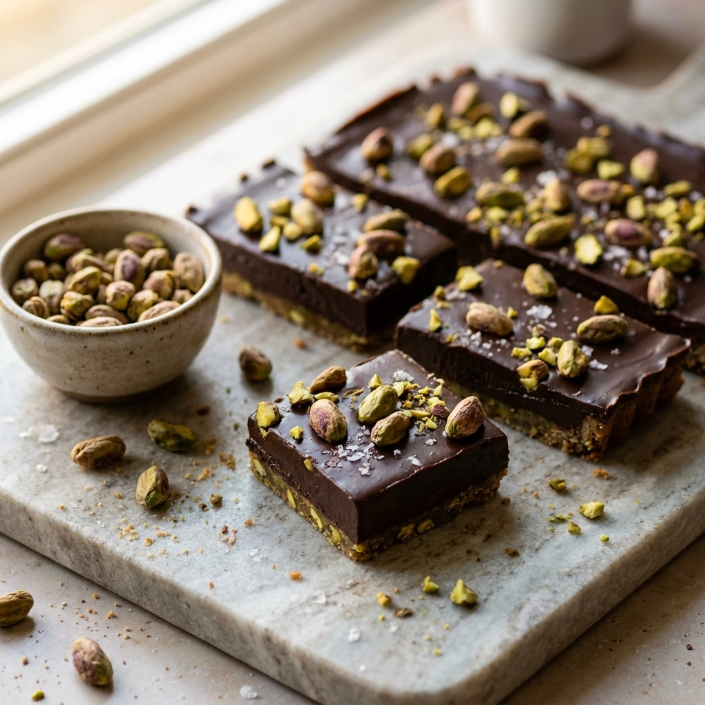 Decadent Dark Chocolate Pistachio Tart Bars | Easy Gourmet Dessert Recipe