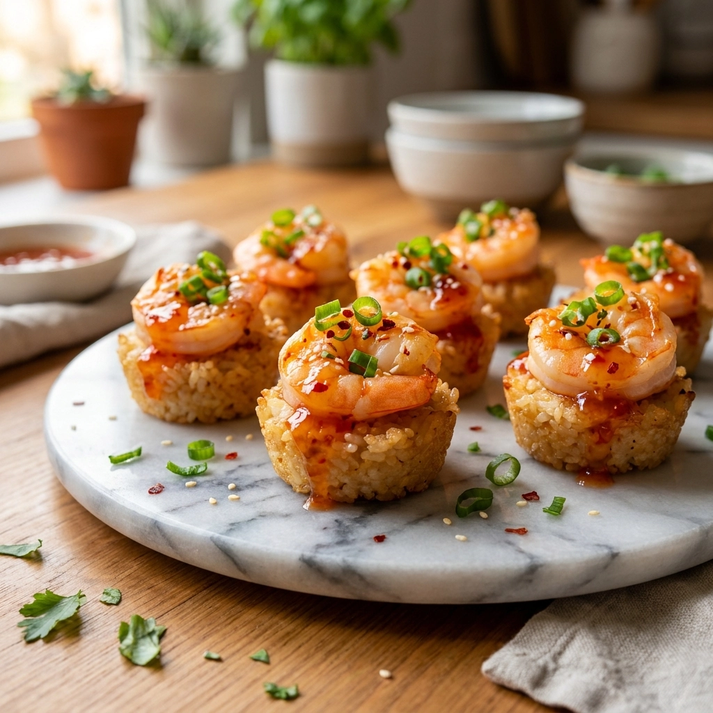 Irresistible Sweet Chili Shrimp Sushi Cups | Easy Shrimp Appetizer Recipe