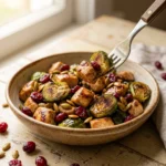 Balsamic Chicken, Brussels Sprouts, Cranberries and Pumpkin Seeds | Sheet Pan Dinner