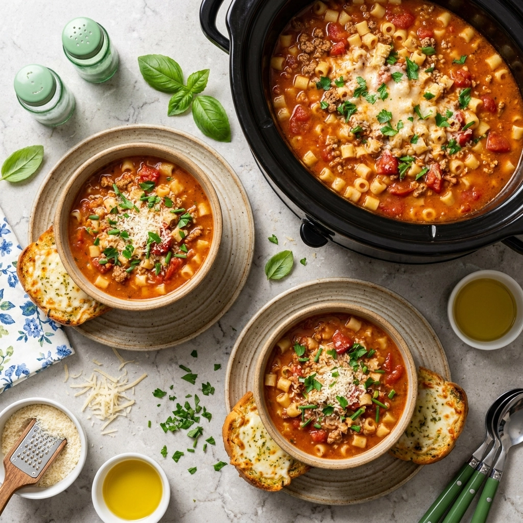 Slow Cooker Pasta e Fagioli Soup | Easy Crockpot Italian Bean Soup Recipe