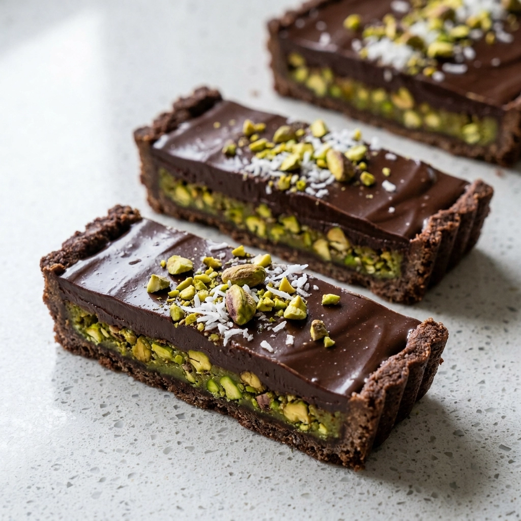 Decadent Dark Chocolate Pistachio Tart Bars | Easy Gourmet Dessert Recipe