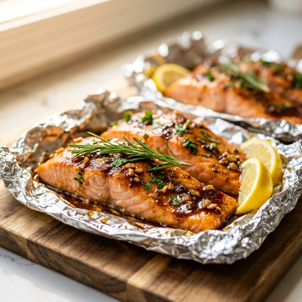 Brown Sugar Garlic Salmon Foil Packets | Easy Healthy Salmon Dinner Idea